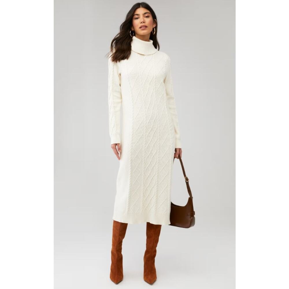 SHOW ME YOUR MUMU revolve cream ivory cable knit chunky Montreal midi dress